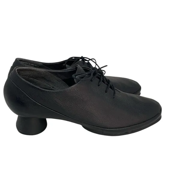 CAMPER Heels Shoes Soft Black Leather Loafer Lace Up Size 39