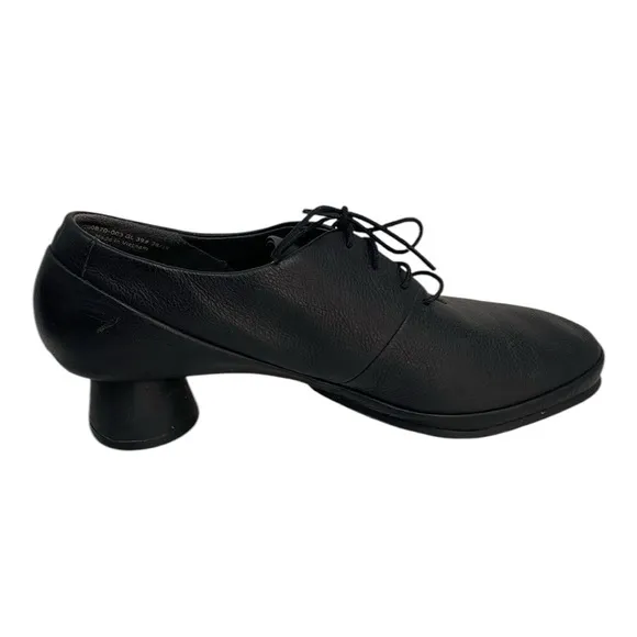 CAMPER Heels Shoes Soft Black Leather Loafer Lace Up Size 39