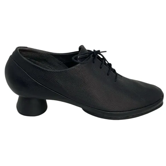 CAMPER Heels Shoes Soft Black Leather Loafer Lace Up Size 39
