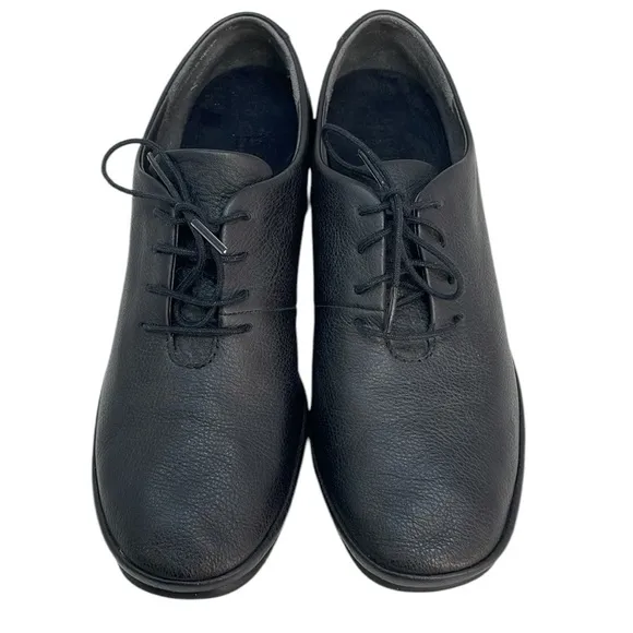 CAMPER Heels Shoes Soft Black Leather Loafer Lace Up Size 39