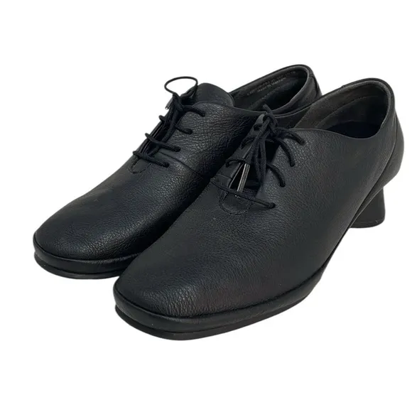 CAMPER Heels Shoes Soft Black Leather Loafer Lace Up Size 39