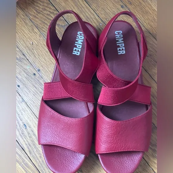 Camper Red Balloon Sole Sandals Elastic Bands 41