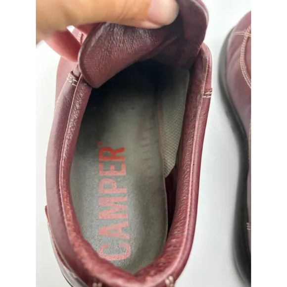 Camper Shoes Burgundy Leather Size EU 41