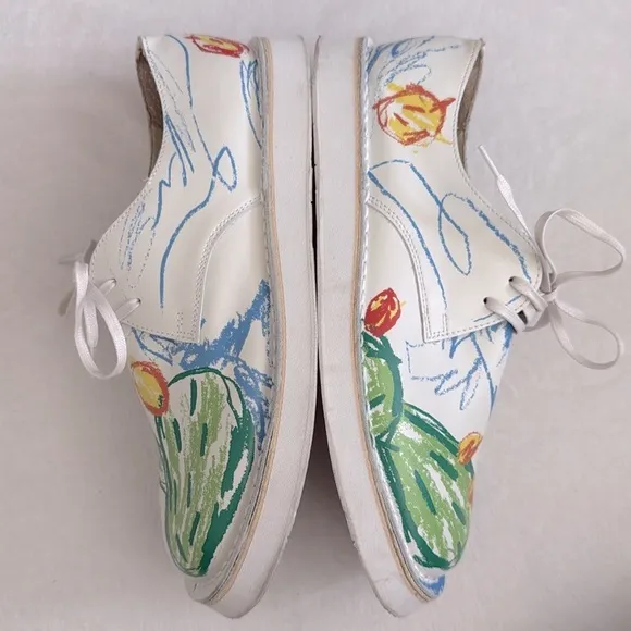 Camper | Twins Brother Polze Cactus Print Calfskin Leather Lace Up Sneaker Shoes