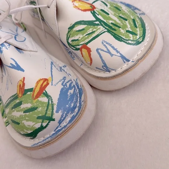 Camper | Twins Brother Polze Cactus Print Calfskin Leather Lace Up Sneaker Shoes