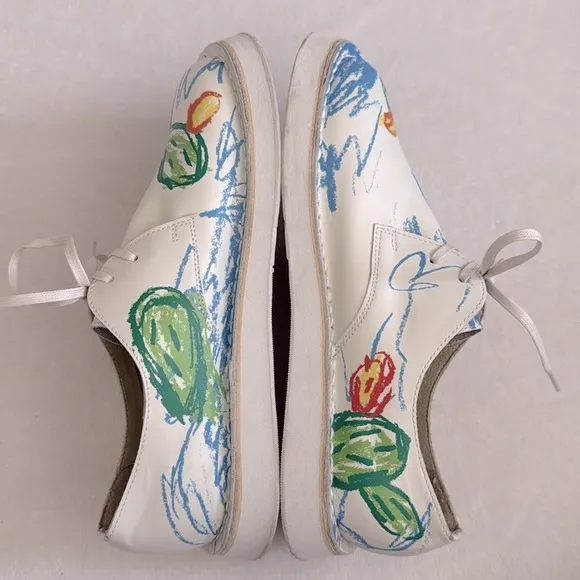 Camper | Twins Brother Polze Cactus Print Calfskin Leather Lace Up Sneaker Shoes