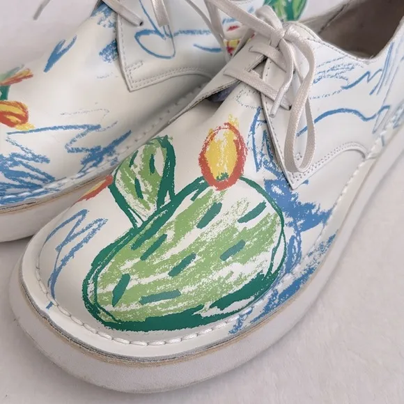 Camper | Twins Brother Polze Cactus Print Calfskin Leather Lace Up Sneaker Shoes