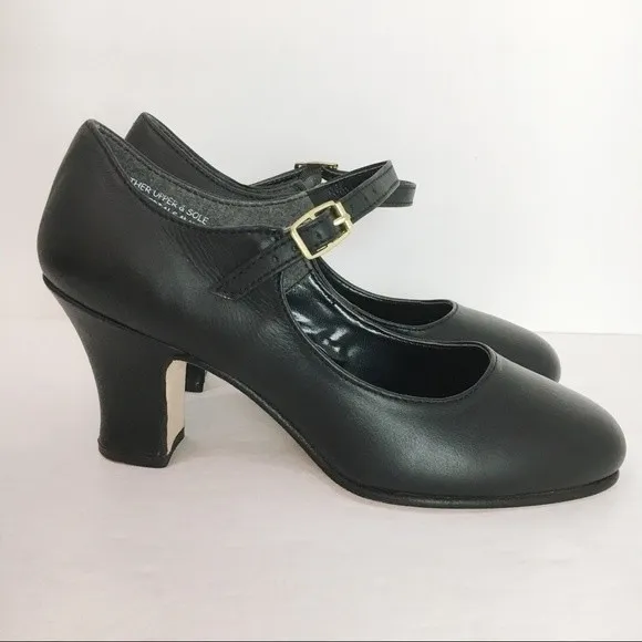 Capezio 653 Big Girls Womens SZ 4 Manhattan Character Black Dance Shoes Heels
