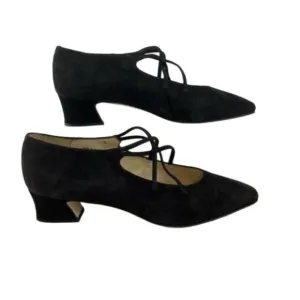 Career Moves Avila Vintage 90s Suede Ballerina Block Heel Shoes