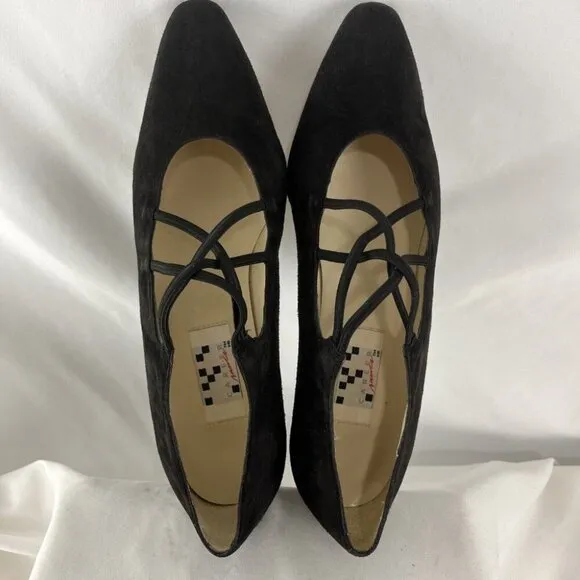 Career Moves Avila Vintage 90s Suede Ballerina Block Heel Shoes