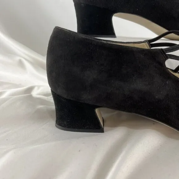 Career Moves Avila Vintage 90s Suede Ballerina Block Heel Shoes