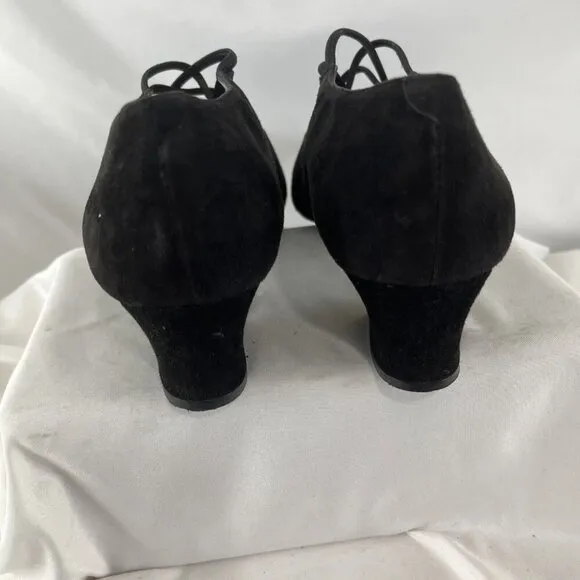 Career Moves Avila Vintage 90s Suede Ballerina Block Heel Shoes