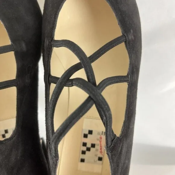 Career Moves Avila Vintage 90s Suede Ballerina Block Heel Shoes