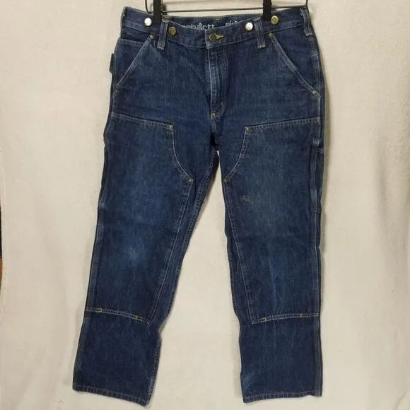 Carhartt Double Knee Denim Relax Stretch Jeans 34x32 Made In Mexico 103890 L10