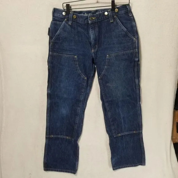 Carhartt Double Knee Denim Relax Stretch Jeans 34x32 Made In Mexico 103890 L10