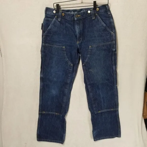 Carhartt Double Knee Denim Relax Stretch Jeans 34x32 Made In Mexico 103890 L10