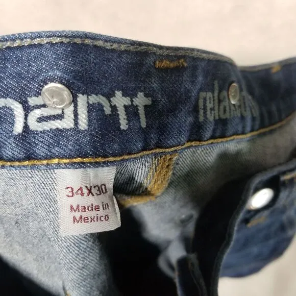 Carhartt Double Knee Denim Relax Stretch Jeans 34x32 Made In Mexico 103890 L10