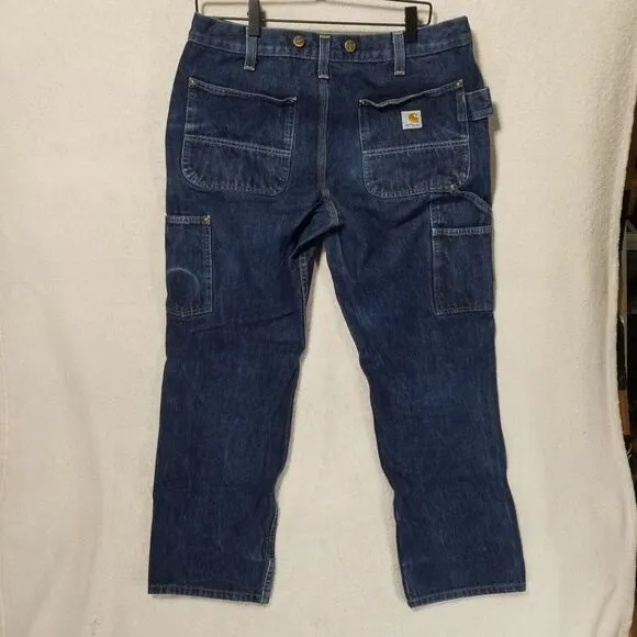 Carhartt Double Knee Denim Relax Stretch Jeans 34x32 Made In Mexico 103890 L10