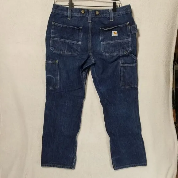 Carhartt Double Knee Denim Relax Stretch Jeans 34x32 Made In Mexico 103890 L10