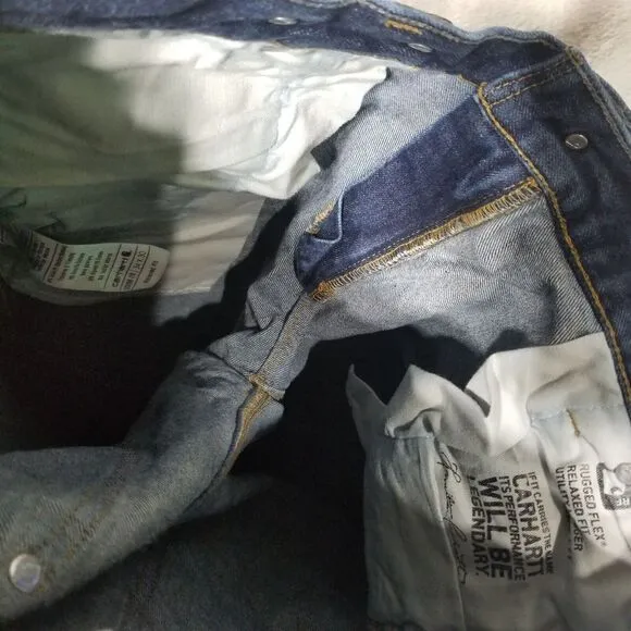 Carhartt Double Knee Denim Relax Stretch Jeans 34x32 Made In Mexico 103890 L10