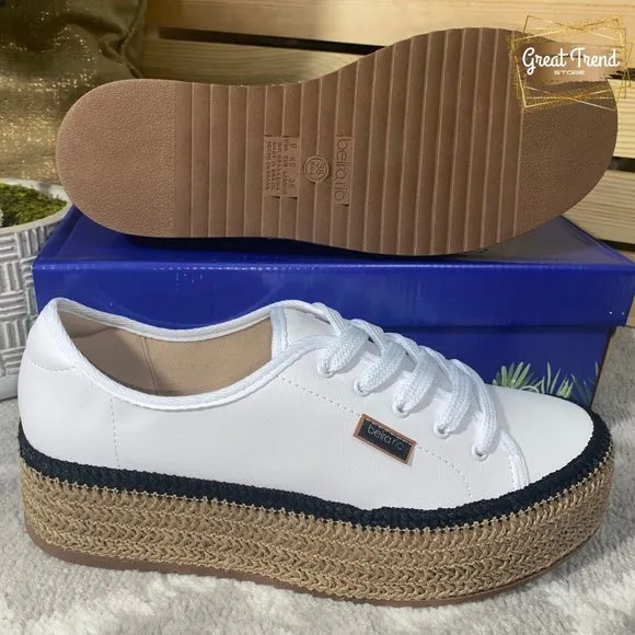 Casual Sneaker Espadrille Wedge White Napa Turim