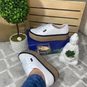 Casual Sneaker Espadrille Wedge White Napa Turim