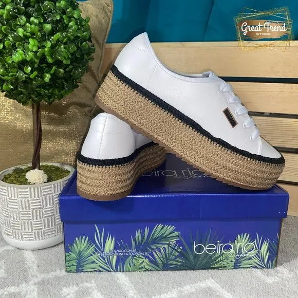 Casual Sneaker Espadrille Wedge White Napa Turim