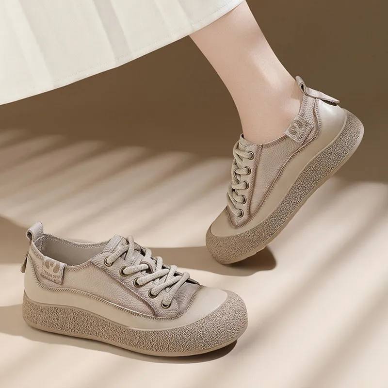 Casual Top Layer Leather Sneakers