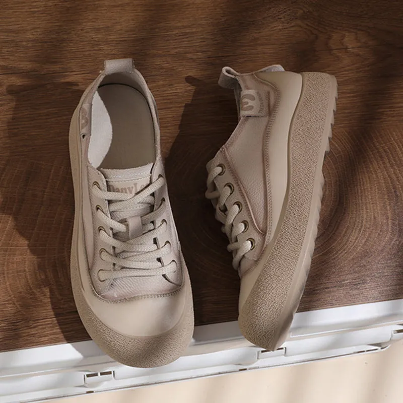 Casual Top Layer Leather Sneakers