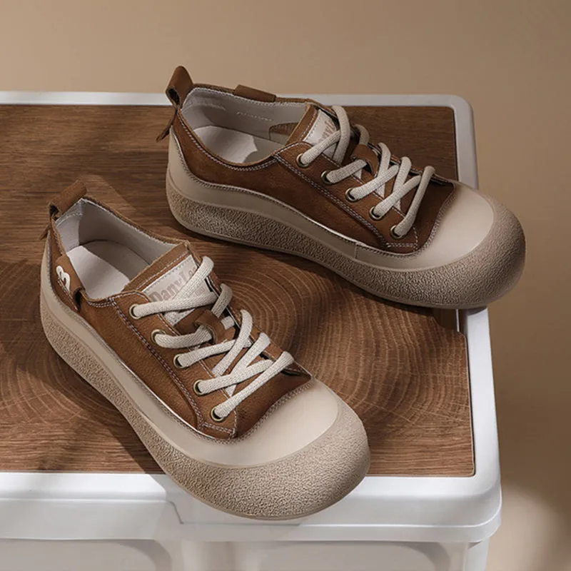 Casual Top Layer Leather Sneakers