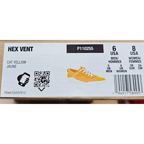 Caterpillar Hex CAT Yellow White Sole Women's Shoes Size 8