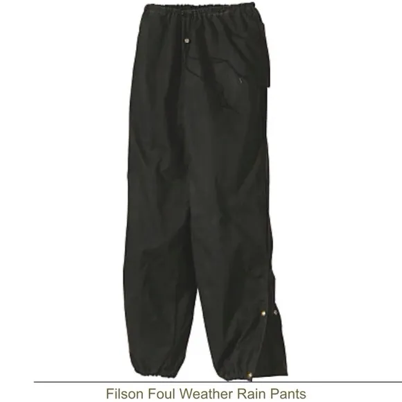 C.C. Filson Foul Weather Rain Pants Cover Cloth Oil Finish Tin Wind Repellent XL