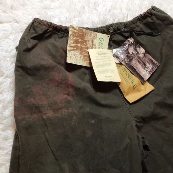 C.C. Filson Foul Weather Rain Pants Cover Cloth Oil Finish Tin Wind Repellent XL