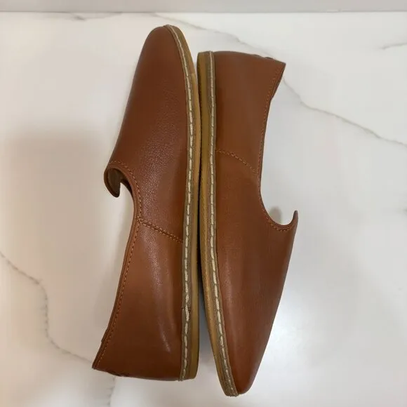 Charix Slip-On Loafer Shoes Handmade Leather Comfort Camel Womens 46 / US 14