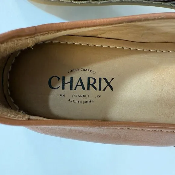 Charix Slip-On Loafer Shoes Handmade Leather Comfort Camel Womens 46 / US 14