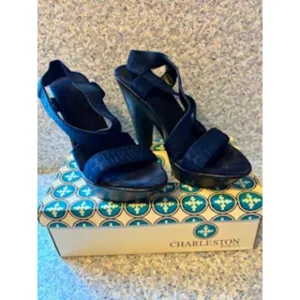 Charleston Shoe Co. Ponte Vedra Navy Blue Coco Sz 8 Heels NWT