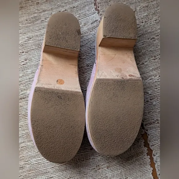 Charlotte Stone •  Martino Clogs In Lilac Suede with Wood Sole Size 7