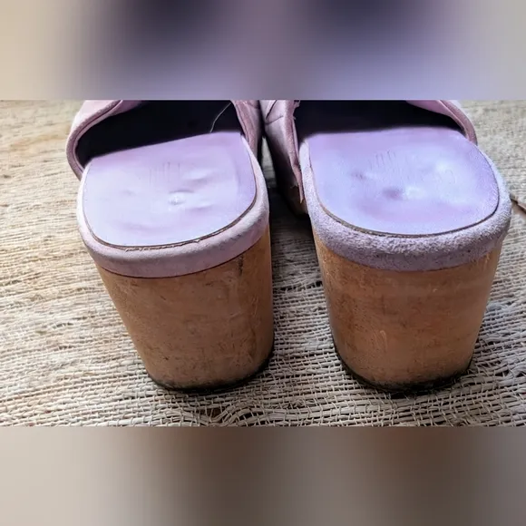 Charlotte Stone •  Martino Clogs In Lilac Suede with Wood Sole Size 7
