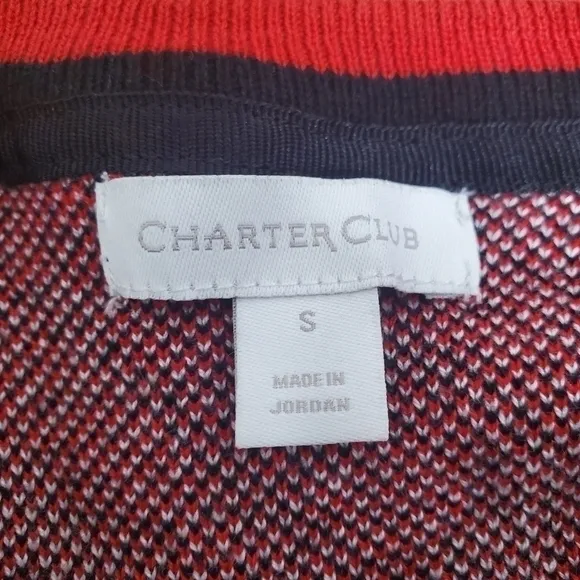 Charter Club Sweater Women Small Plaid Crewneck Family Red