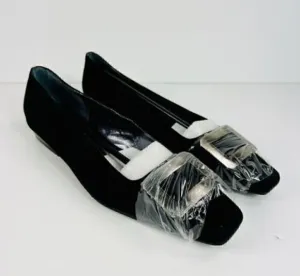 CHINESE Laundry Rhoda Suede Shoes Black Silver Buckle Size 8.5 NIB