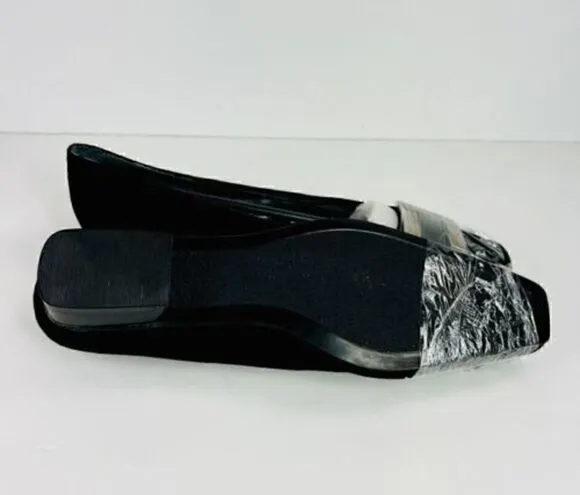 CHINESE Laundry Rhoda Suede Shoes Black Silver Buckle Size 8.5 NIB