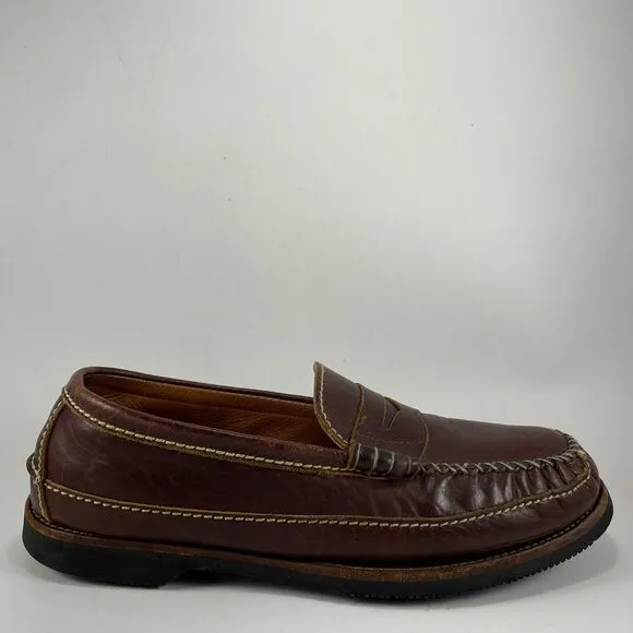 Chippewa Bison Leather Loafers Brown Mens Size 13 Shoes D Slip-Ons Vibram 36708
