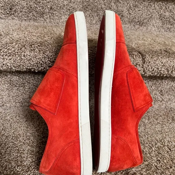 Christian Louboutin Men's Orange Suede Double Monk Strap Shoes