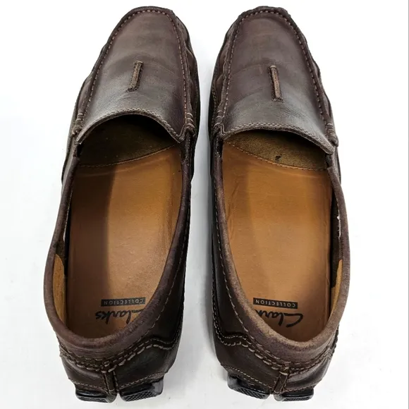 Clarks Ashmont Race Driving Loafers Mens Size 10.5 Brown Leather Shoes Moccasin