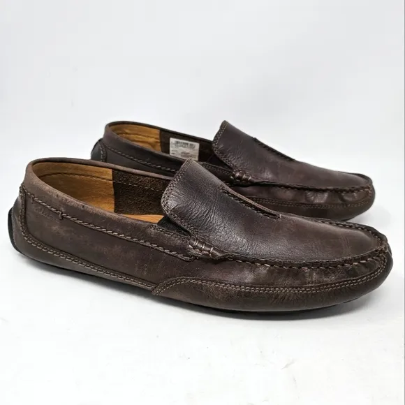 Clarks Ashmont Race Driving Loafers Mens Size 10.5 Brown Leather Shoes Moccasin