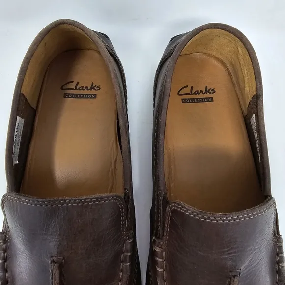 Clarks Ashmont Race Driving Loafers Mens Size 10.5 Brown Leather Shoes Moccasin