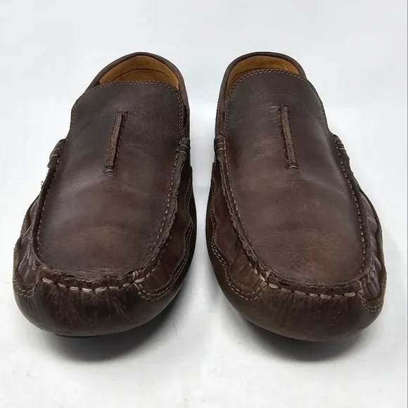Clarks Ashmont Race Driving Loafers Mens Size 10.5 Brown Leather Shoes Moccasin