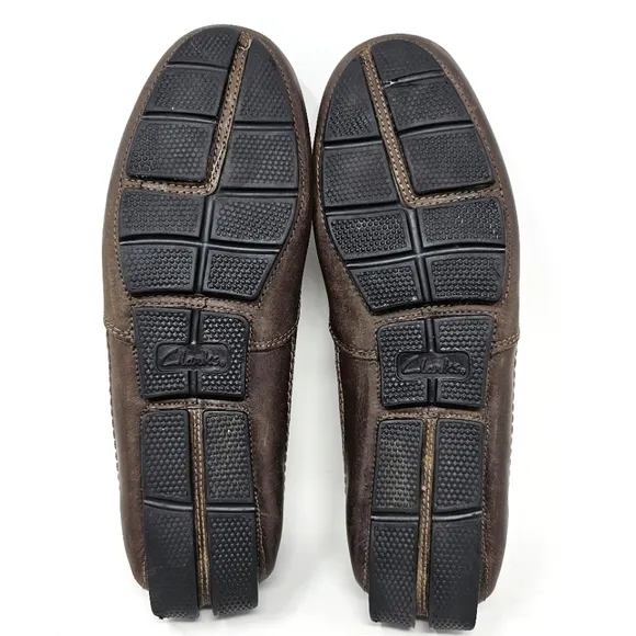 Clarks Ashmont Race Driving Loafers Mens Size 10.5 Brown Leather Shoes Moccasin