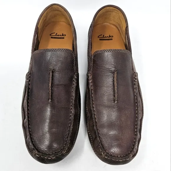 Clarks Ashmont Race Driving Loafers Mens Size 10.5 Brown Leather Shoes Moccasin