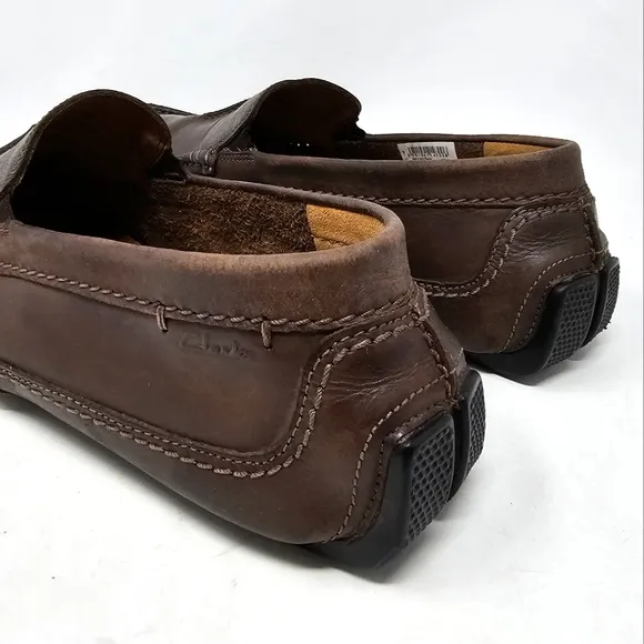Clarks Ashmont Race Driving Loafers Mens Size 10.5 Brown Leather Shoes Moccasin